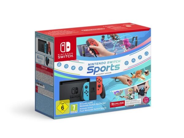 Pack Console Nintendo Switch Néon Switch Sports + 12mois d'abonnement Nintendo Switch Online