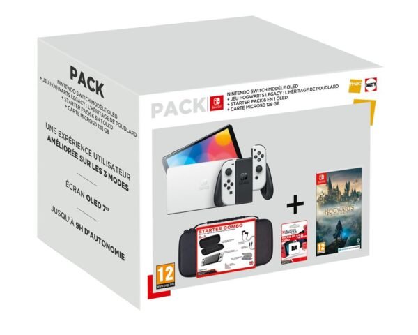 Pack Console Nintendo Switch Oled Blanche + Jeu Hogwarts Legacy l'Héritage de Poudlard + Starter Pack 6 – Image 2
