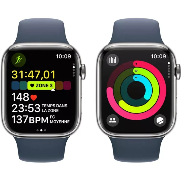 Montre connectée APPLE WATCH Serie 9 Cellular 45mm Acier/Argent Bleu Orage M/L – Image 7