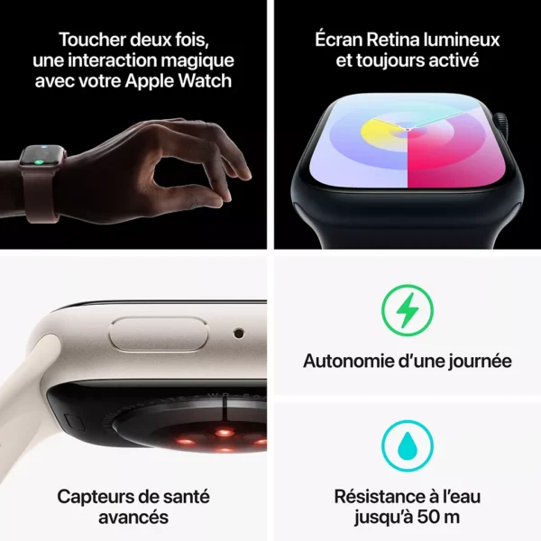 Montre connectée APPLE WATCH Serie 9 Cellular 45mm Acier/Argent Bleu Orage M/L – Image 8